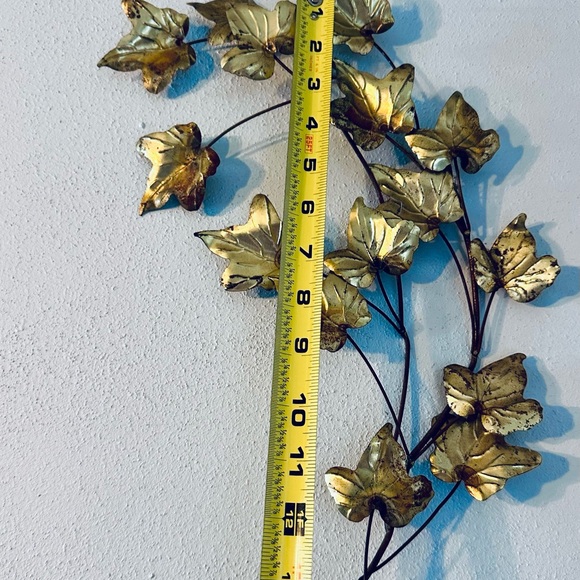 Vintage Brass Ivy Leaf Wall Hanging Metal Branch Sculpture Hollywood Regency 14" - Picture 3 of 4